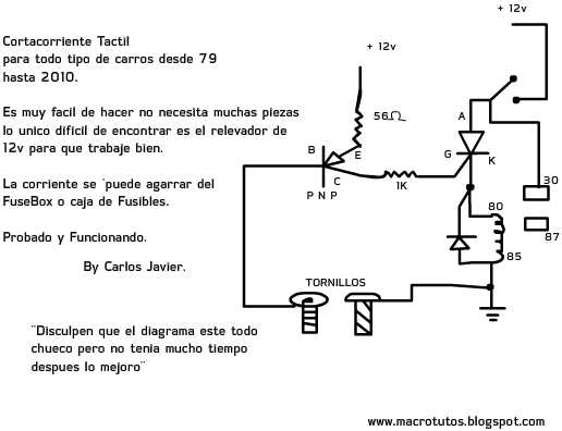 Diagrama de corta corriente para tu carro 