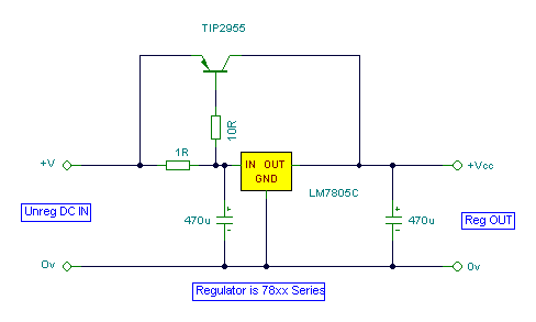 Стабилизатор 7815 схема умощнения