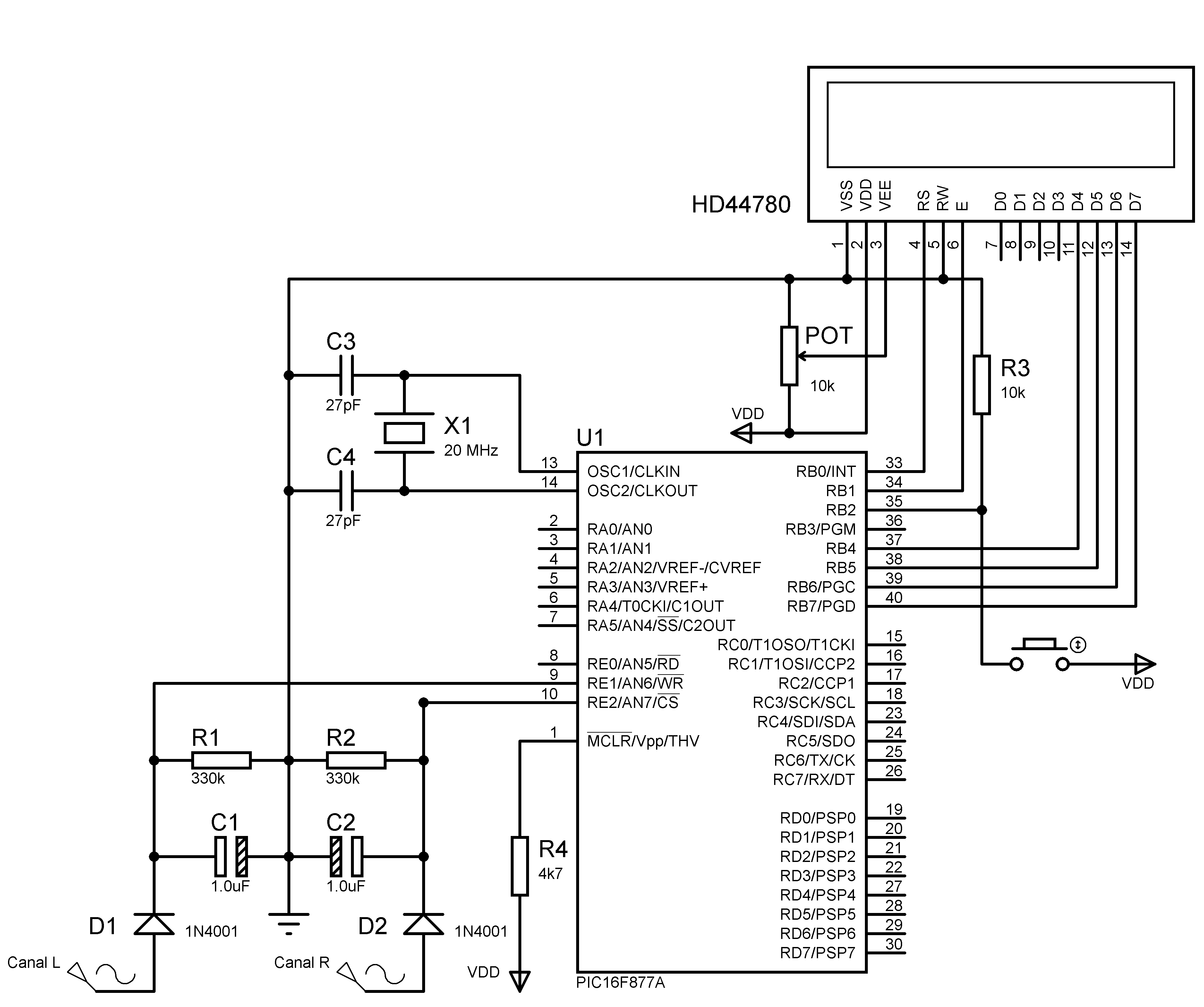 Pic16f886 схема включения